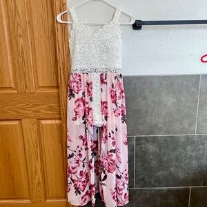 Xtraordinary Walkthrough Girls Romper Dress Maxi Shorts White Pink Lace Size 12